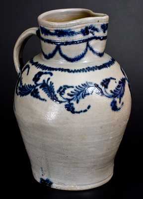 Important Early Baltimore Five-Gallon Stoneware Pitcher w/ Lavish Slip-Trailed Decoration