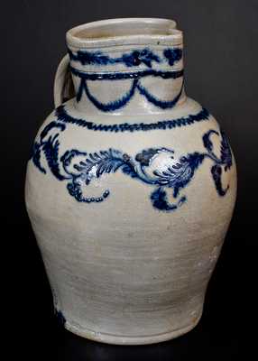 Important Early Baltimore Five-Gallon Stoneware Pitcher w/ Lavish Slip-Trailed Decoration