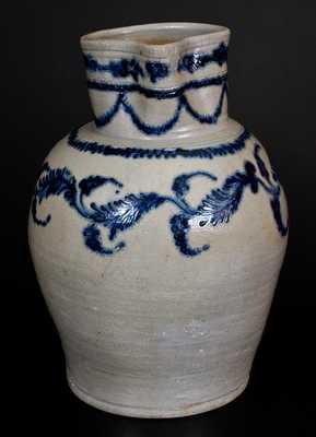 Important Early Baltimore Five-Gallon Stoneware Pitcher w/ Lavish Slip-Trailed Decoration