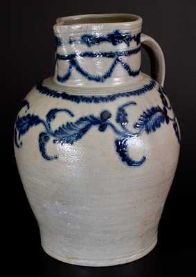 Important Early Baltimore Five-Gallon Stoneware Pitcher w/ Lavish Slip-Trailed Decoration