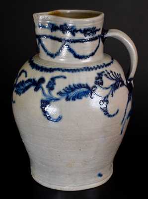 Important Early Baltimore Five-Gallon Stoneware Pitcher w/ Lavish Slip-Trailed Decoration