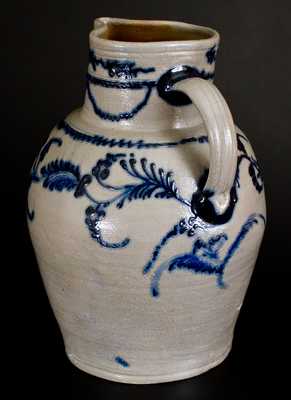 Important Early Baltimore Five-Gallon Stoneware Pitcher w/ Lavish Slip-Trailed Decoration