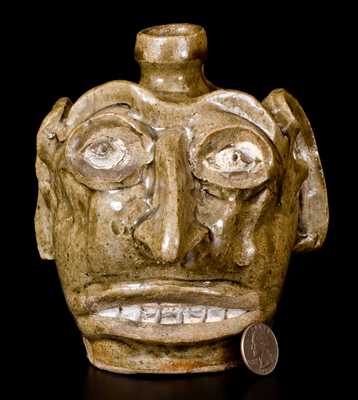 Exceptional Folk Art Face Jug, Edgefield, SC, circa 1845-60