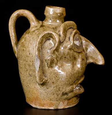 Exceptional Folk Art Face Jug, Edgefield, SC, circa 1845-60