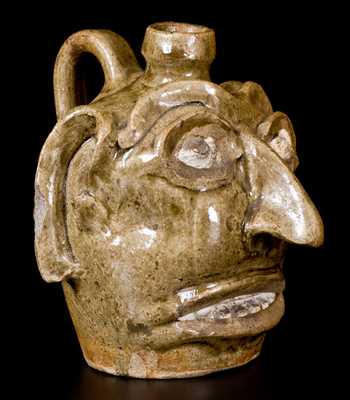 Exceptional Folk Art Face Jug, Edgefield, SC, circa 1845-60