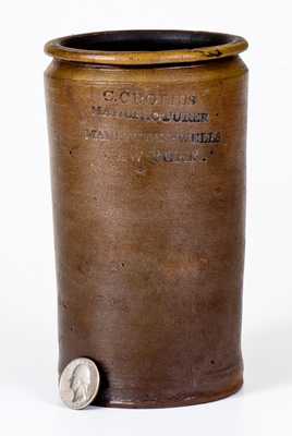 Fine Small-Sized Signed Crolius Stoneware Fruit Jar, Stamped 