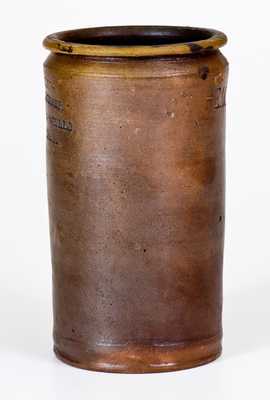 Fine Small-Sized Signed Crolius Stoneware Fruit Jar, Stamped "PEACHES"