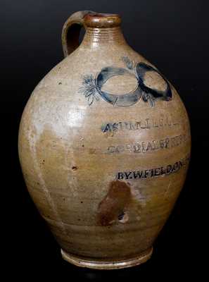 Thomas Commeraw Stoneware Advertising Jug: ASHMORES. GENUIN / CORDIALS PREPAIRD / BY. W. FIELD. ONLY.