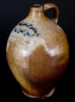 Very Rare DAVID. MORGAN. / NEW YORK Stoneware Jug w/ Impressed Swag-and-Heart Decorations
