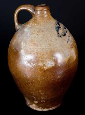 Very Rare DAVID. MORGAN. / NEW YORK Stoneware Jug w/ Impressed Swag-and-Heart Decorations