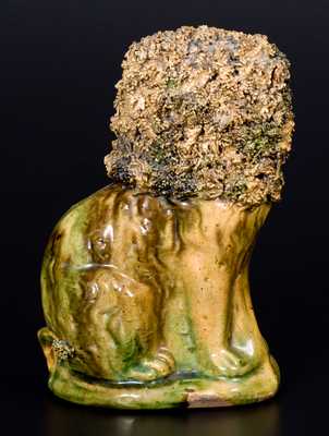 Fine Glazed Redware Spaniel Bank, attrib. George Wagner, Carbon County, PA, late 19th century