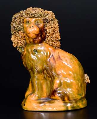 Glazed Redware Spaniel Bank, attrib. George Wagner, Carbon County, PA, late 19th century
