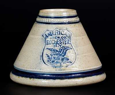 Large-Sized Stoneware AMERICAN BREW. CO. / ROCHESTER, N.Y. Eagle Match Safe, Whites Utica