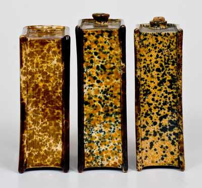 Three Flint Enamel Book Flasks, attrib. Lyman, Fenton & Co., Bennington, VT, c1849-1852