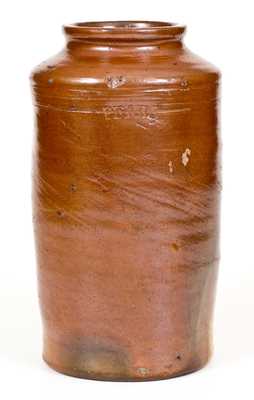 Very Rare Signed Crolius (NY) Stoneware Fruit Jar, Impressed QUINCES and PEARS
