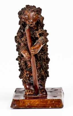 Extremely Rare Redware Bear Figure, attrib. Anthony Weis Bacher