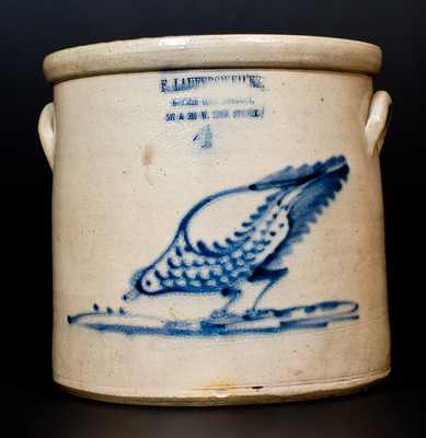 Scarce F LAUFERSWEILER / EMPIRE CITY POTTERY / NY Stoneware Chicken Crock