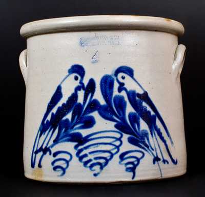 F.B. NORTON & CO / WORCESTER. MASS Double Parrot Stoneware Crock