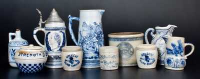 Twelve Pieces of Molded Stoneware, attributed to the White's Pottery, Utica, NY