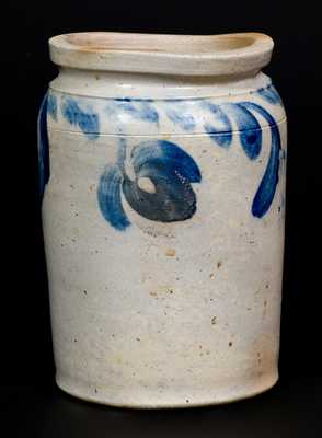 Small-Sized Stoneware Jar w/ Cobalt Floral Decoration, Southeastern PA origin, circa 1860
