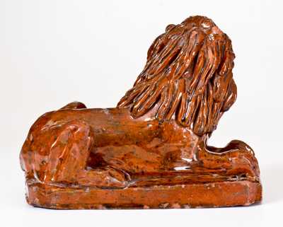 Redware Lion att. H. Davies at the Pill Pottery, Newport, Monmouthshire, Wales, c1800-30