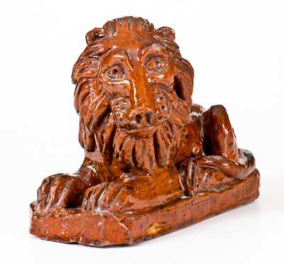 Redware Lion att. H. Davies at the Pill Pottery, Newport, Monmouthshire, Wales, c1800-30