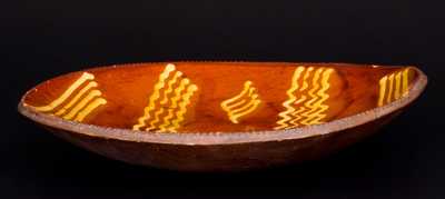 Exceptional Large-Sized Philadelphia Redware Charger w/ Slip Decoration, early 19th century