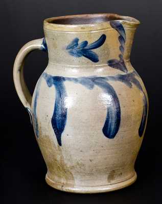 One-Gallon Cobalt-Decorated Stoneware Pitcher, Southeastern PA origin, circa 1870