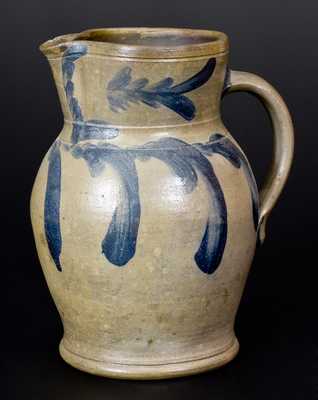 One-Gallon Cobalt-Decorated Stoneware Pitcher, Southeastern PA origin, circa 1870