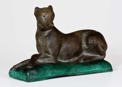 Fine Painted Redware Figure of a Whippet, attrib. John Bell, Waynesboro, PA, c1840-50