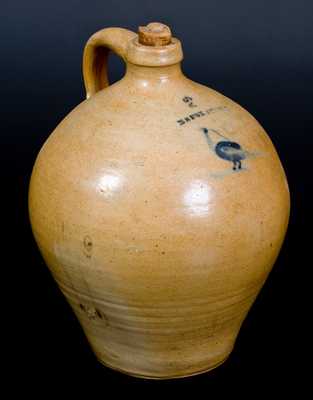 E S FOX ATHENS Stoneware Jug with Cobalt Bird Decoration, c1840