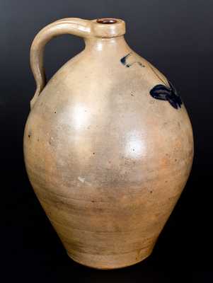 JULIUS NORTON, / BENNINGTON VT Stoneware Jug w/ Cobalt Butterfly Decoration, c1841-44