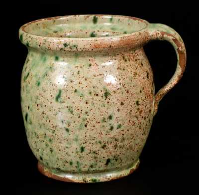 Very Fine Redware Stew Pot w/ Speckled Copper Glaze, Maine origin
