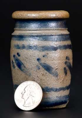Rare Miniature Western Pennsylvania Stoneware Jar with Cobalt Decoration