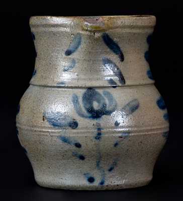 Western PA Miniature Stoneware Pitcher with Cobalt Floral Decoration