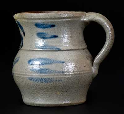 Western PA Miniature Stoneware Pitcher with Cobalt Floral Decoration