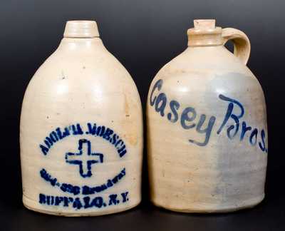 Two New York State Stoneware Advertising Jugs, circa 1890