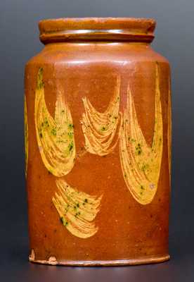 Redware Jar w/ Copper Slip Decoration, att. Nathaniel Seymour, West Hartford, CT
