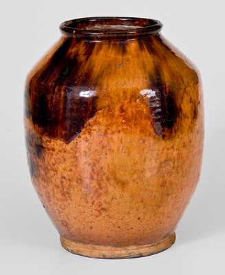 Fine Redware Jar with Manganese Decoration, Bristol County, MA origin