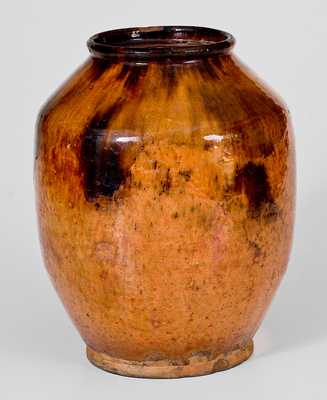 Fine Redware Jar with Manganese Decoration, Bristol County, MA origin