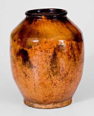 Fine Redware Jar with Manganese Decoration, Bristol County, MA origin