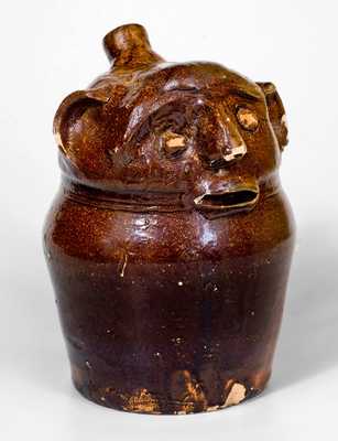 Extremely Rare Stoneware Face Harvest Jug, Alabama, fourth-quarter 19th century