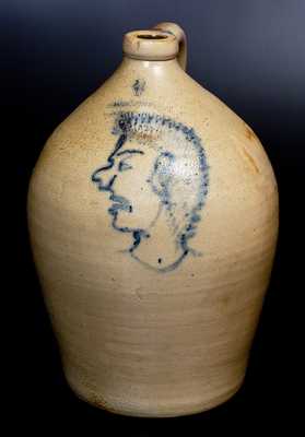 Extremely Rare F. H. COWDEN / HARRISBURG, PA Stoneware Jug w/ Indian Head