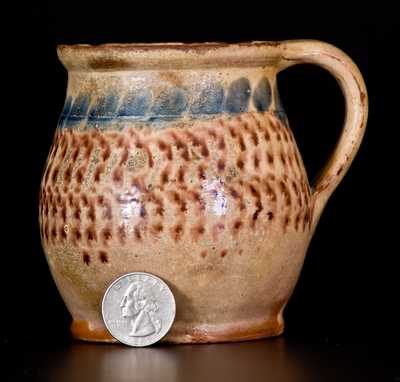 Very Rare and Important Tin Glazed Redware Mug, attrib. John Bell, Chambersburg, PA, c1830