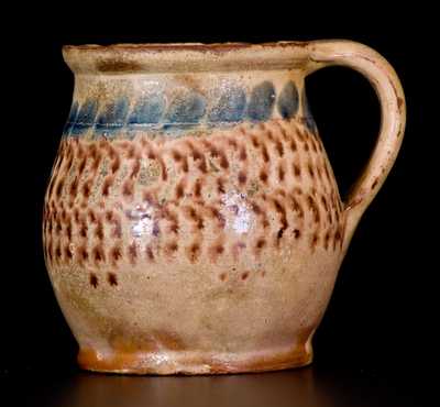 Very Rare and Important Tin Glazed Redware Mug, attrib. John Bell, Chambersburg, PA, c1830