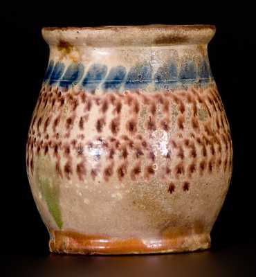 Very Rare and Important Tin Glazed Redware Mug, attrib. John Bell, Chambersburg, PA, c1830