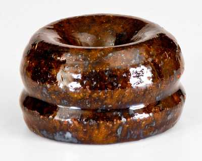 Very Rare Miniature Glazed Redware Spittoon, Stamped