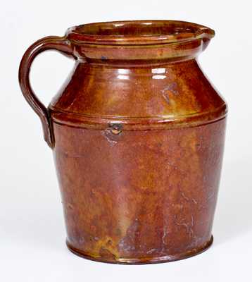 Glazed Redware Pitcher, possibly Lorenzo Johnson, Newstead, New York