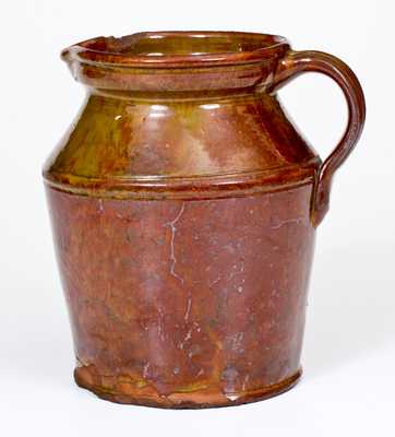 Glazed Redware Pitcher, possibly Lorenzo Johnson, Newstead, New York