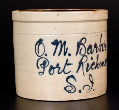 Rare One-Gallon Port Richmond, Staten Island, New York Stoneware Advertising Crock